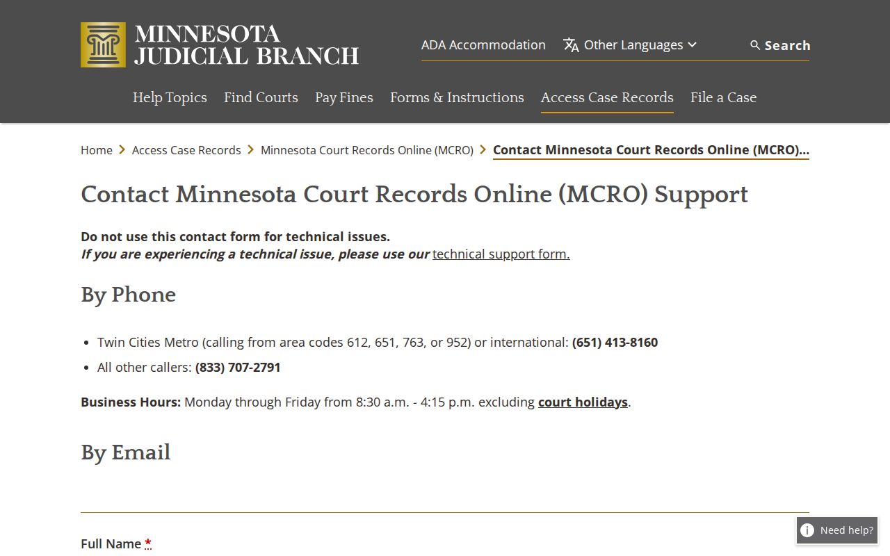 Waseca County court records MCRO support contact information